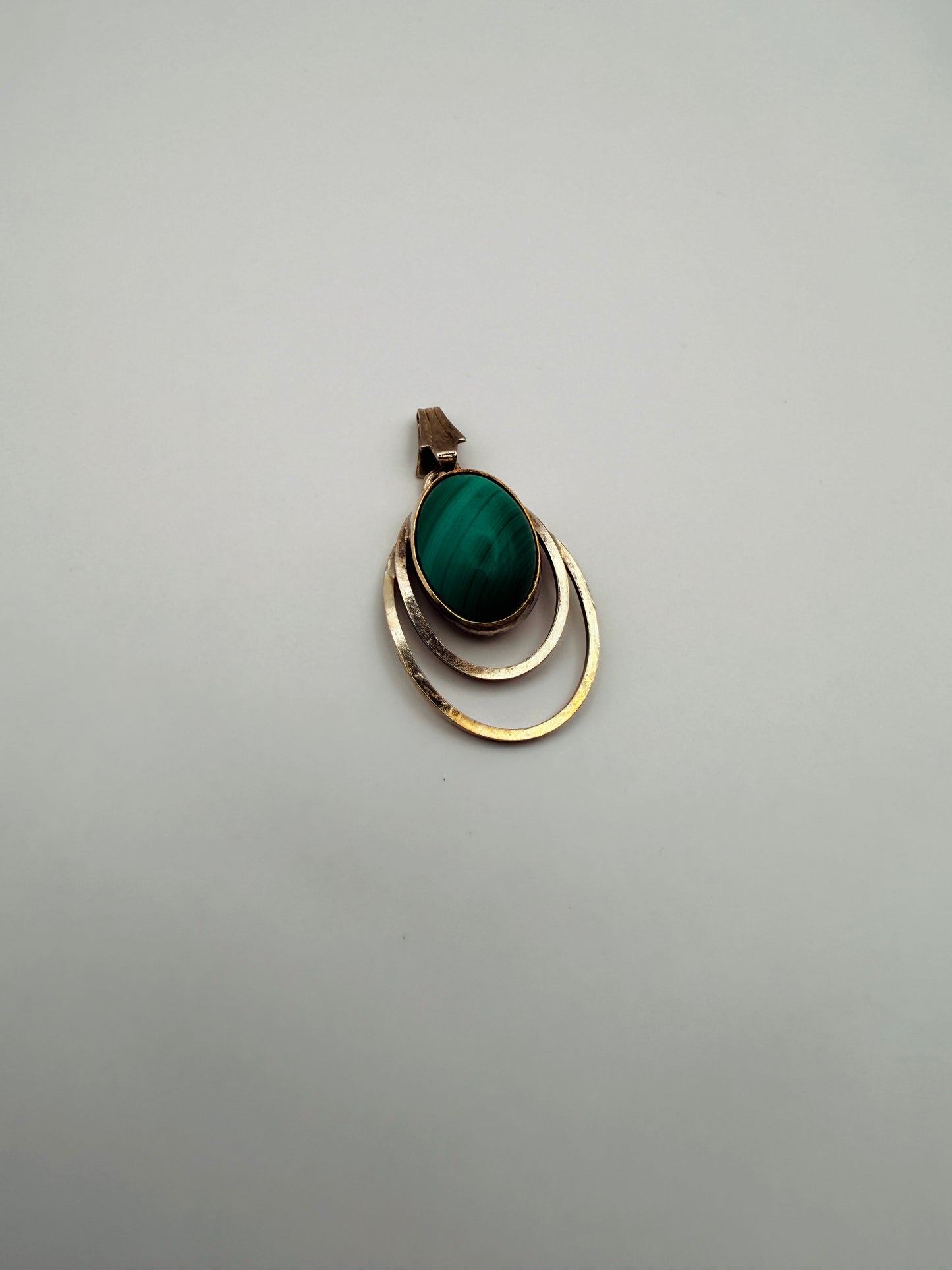 Pendentif vintage ovale malachite argent 925