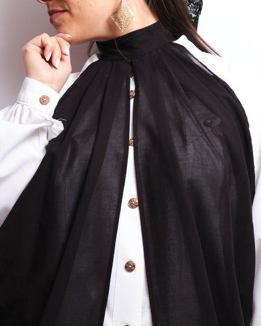 Col cape vintage noir – accessoire modulable, esprit couture fait main