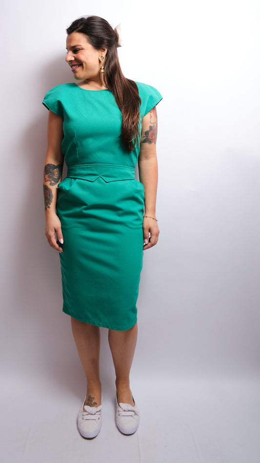 Ensemble vintage 3 pièces vert émeraude L’ENFANT PRODIGUE – 80s