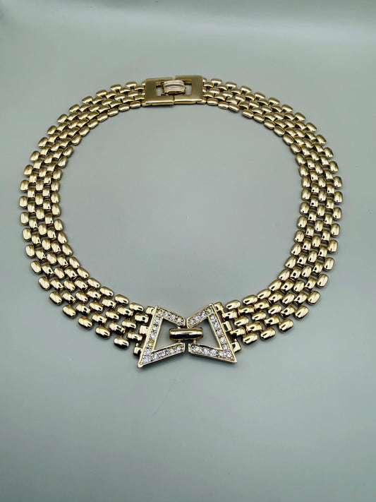 Collier vintage doré – esprit couture années 80-90