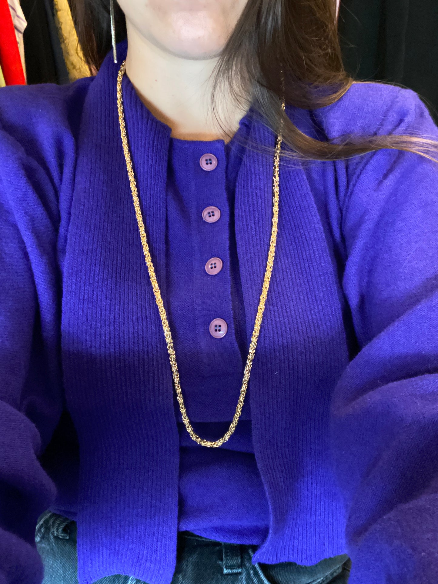 Collier Pierre Lang vintage – maille torsadée dorée (long)