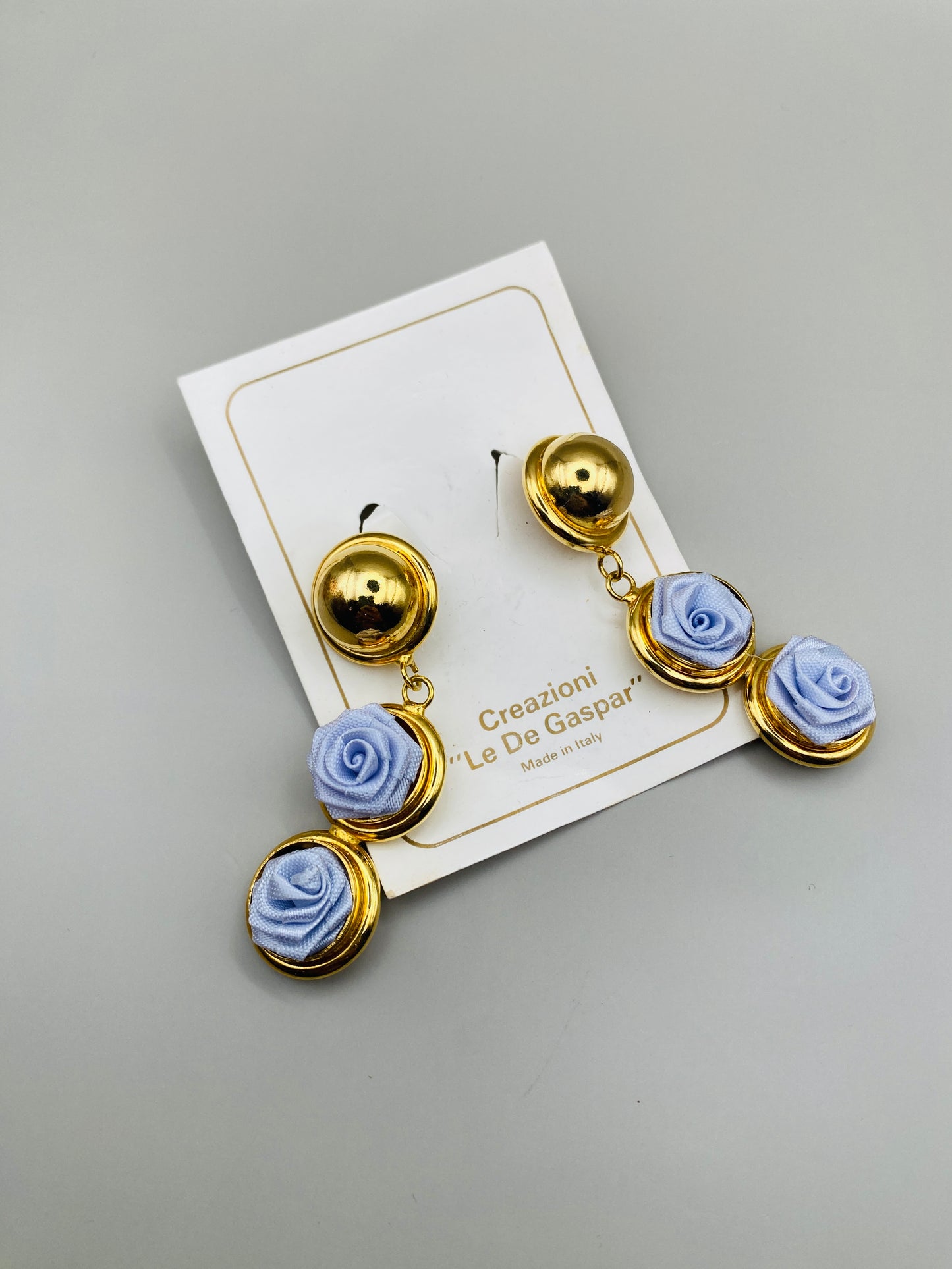 Vintage dangle stud earrings – Fabric roses