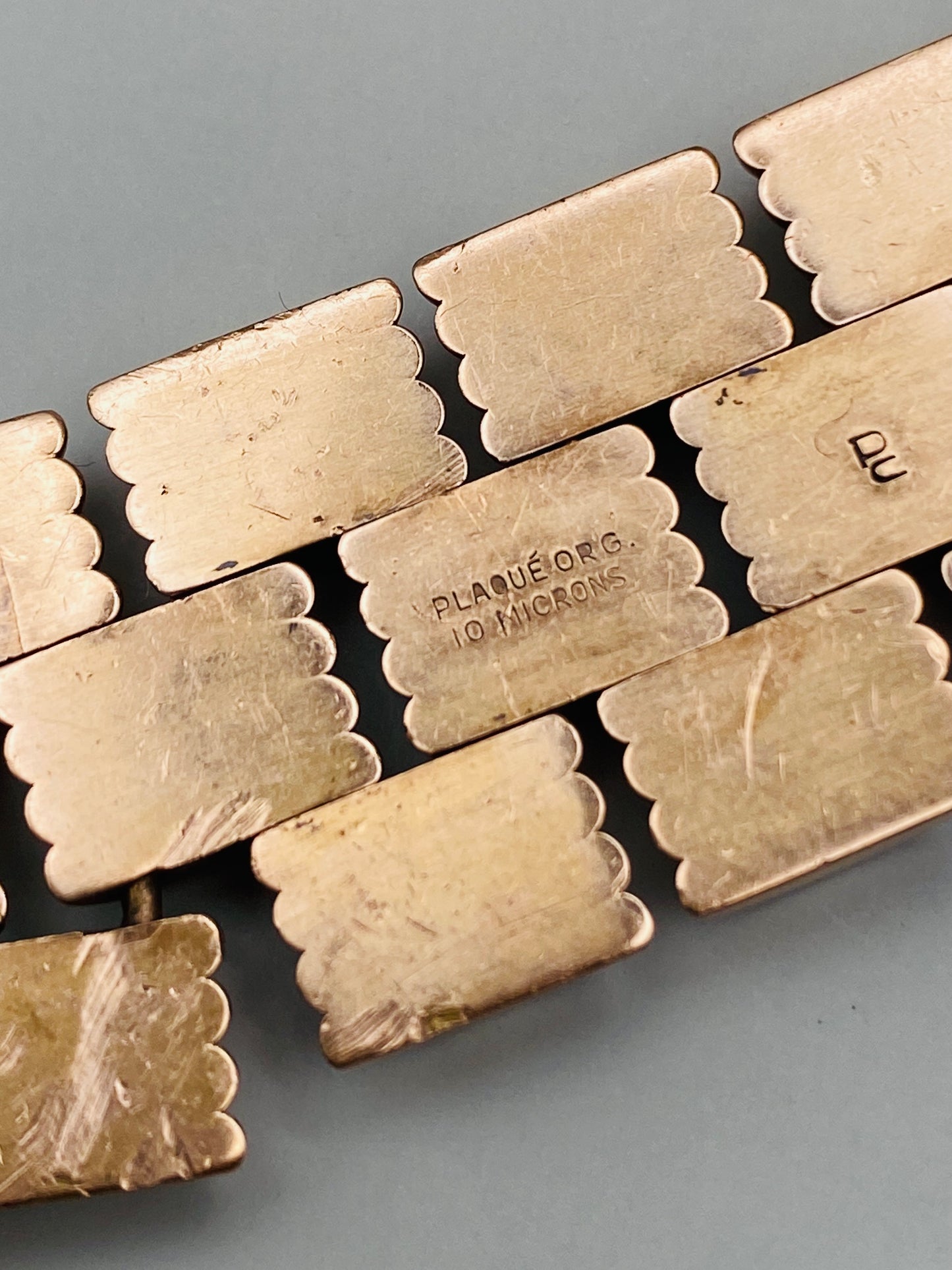 Bracelet vintage à maille large 50s-60s plaqué or