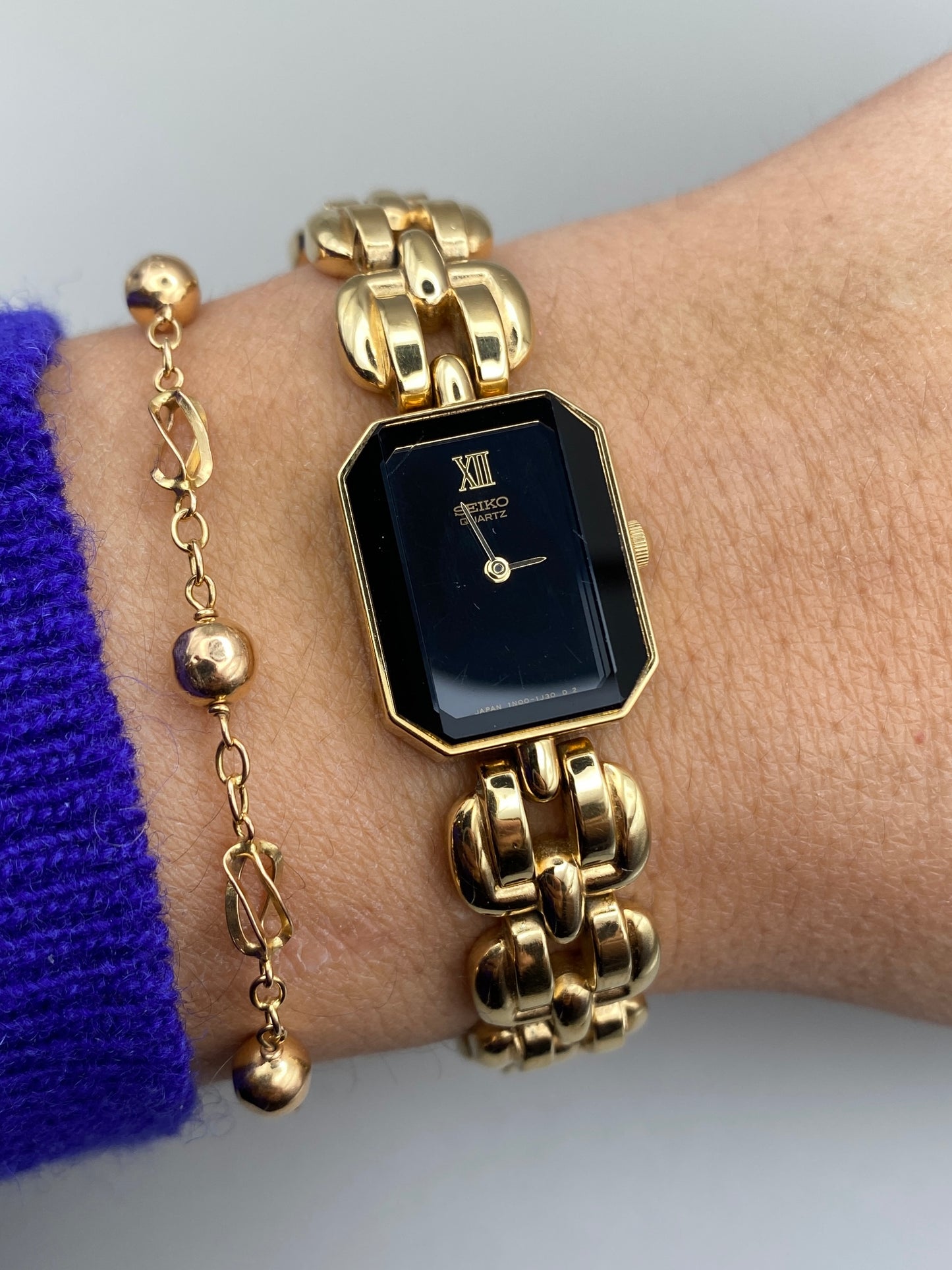 Montre Seiko vintage – montre-bijou dorée à maille articulée