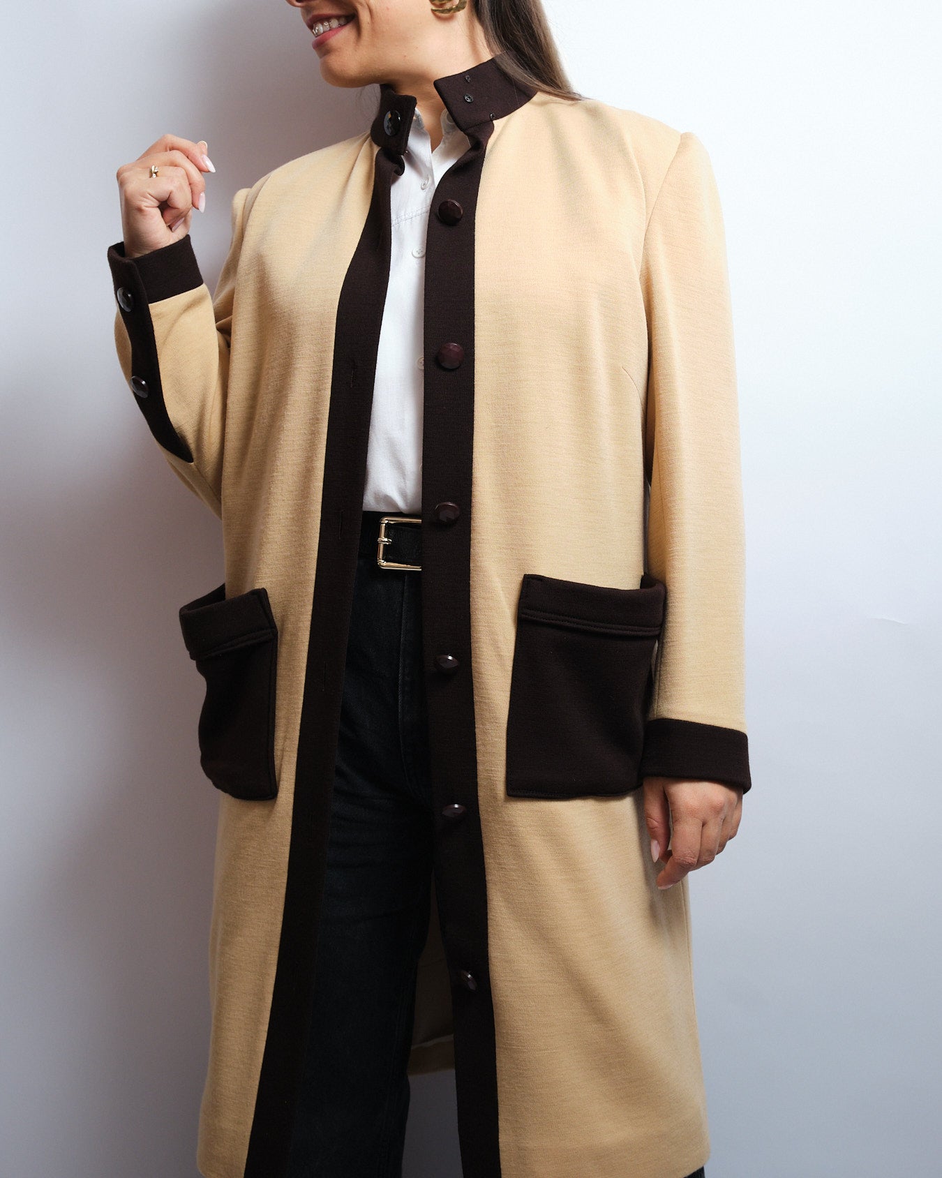 Manteau vintage fait main – laine fine, pièce unique upcyclée