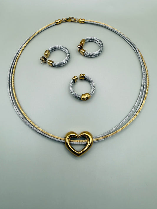 Parure Vintage Philippe Charriol câble & cœur – élégance iconique