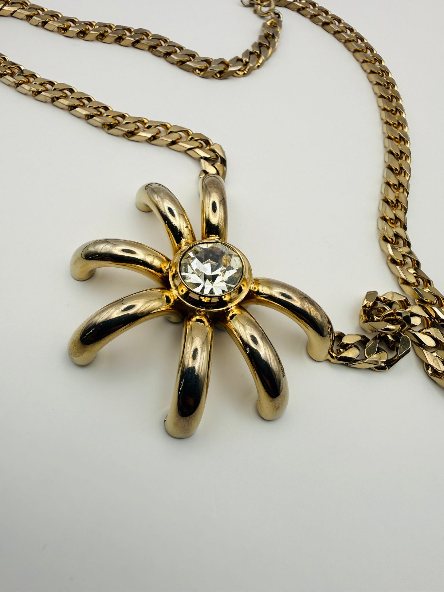 Collier vintage à pendentif soleil bicolore