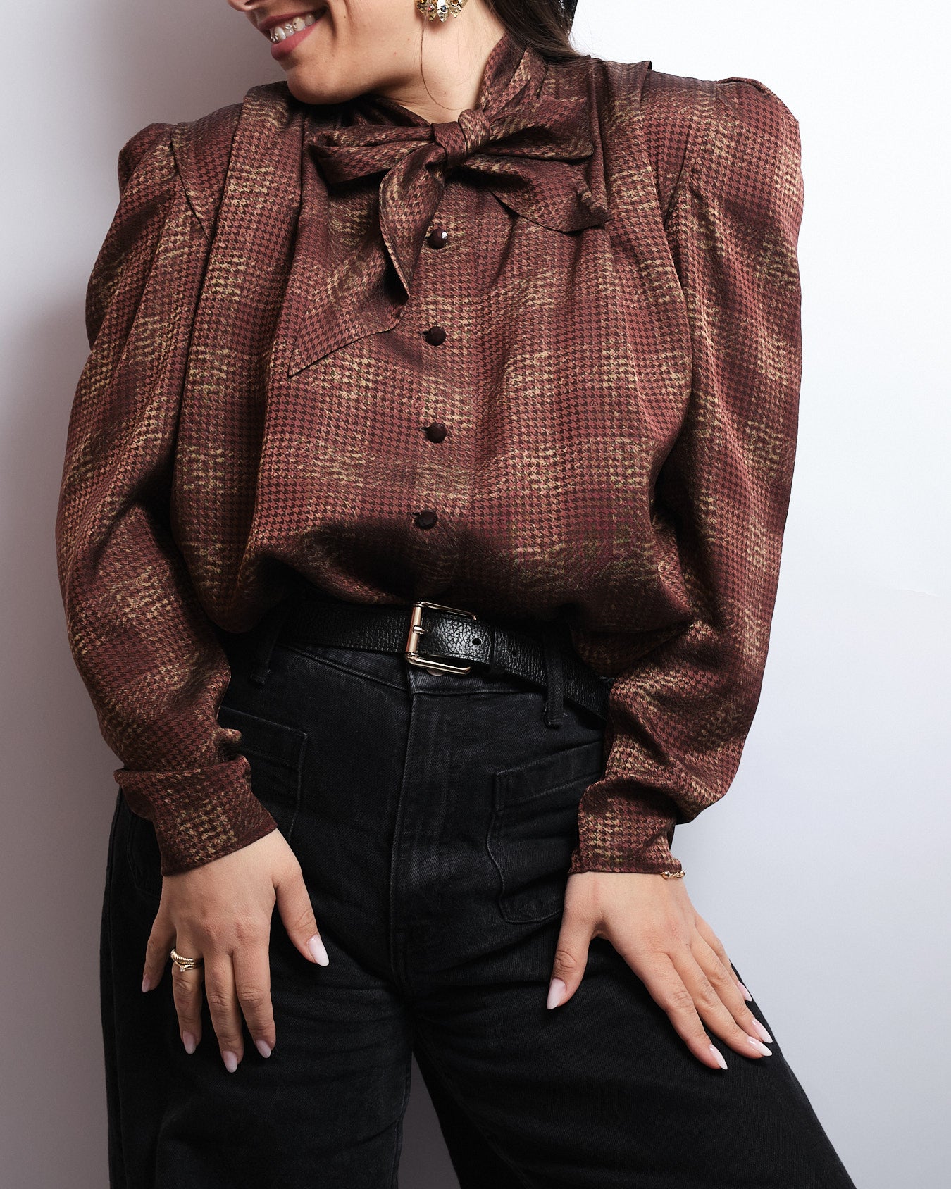 Vintage 70s silk blouse - Valentino fabric, handmade couture piece