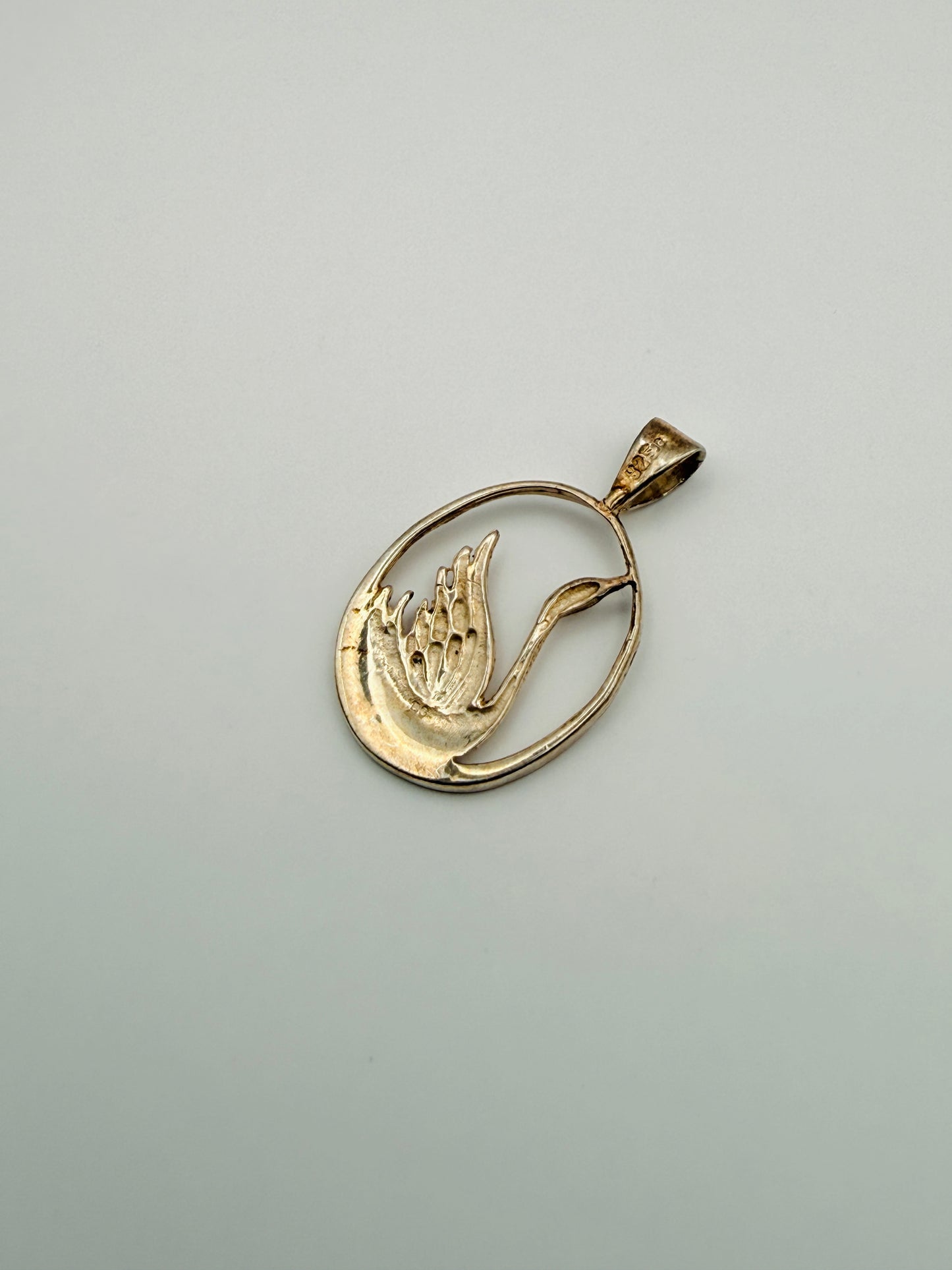 Pendentif vintage cygne en argent 925