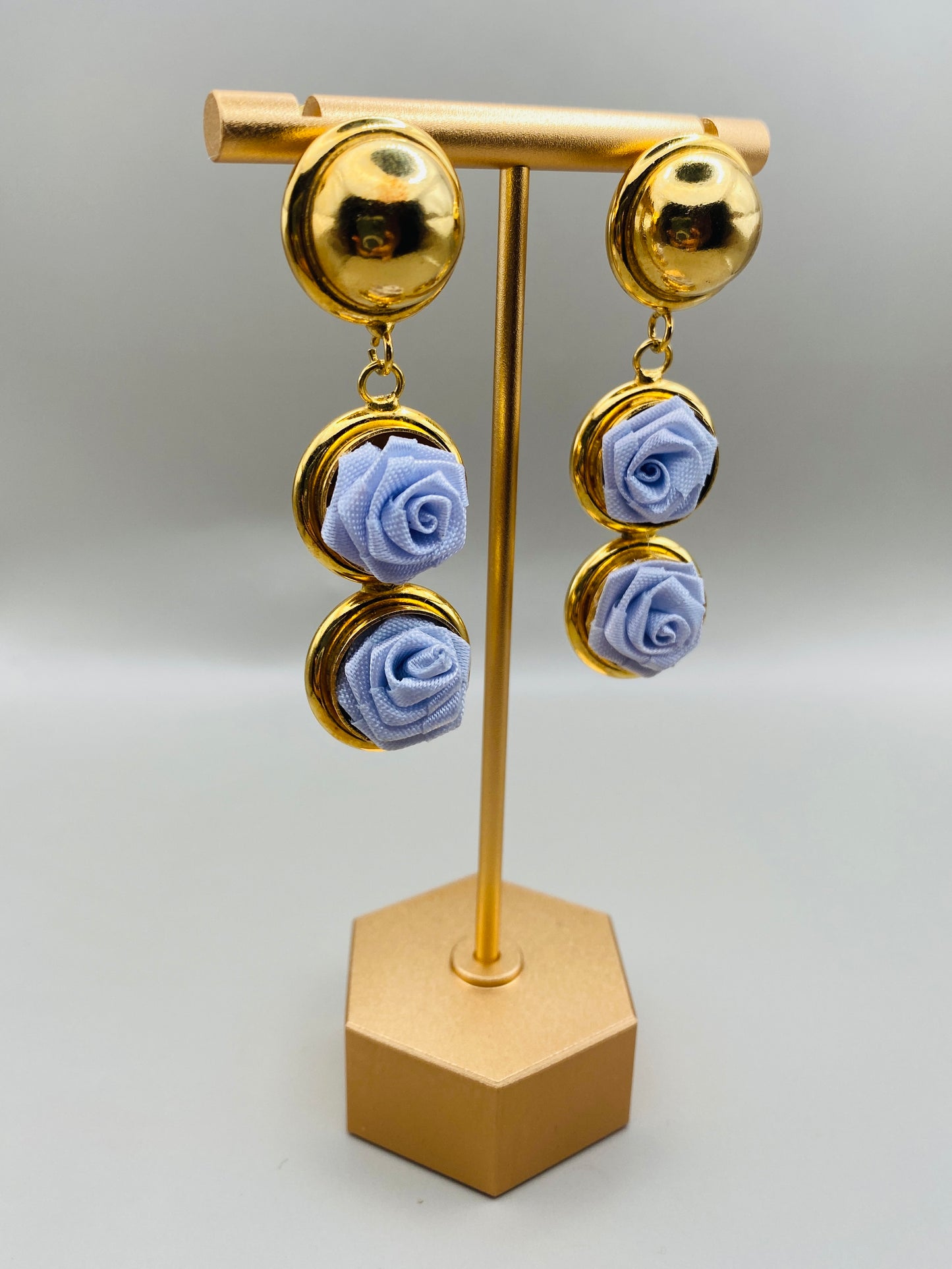 Vintage dangle stud earrings – Fabric roses