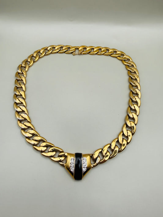 Collier vintage chaîne dorée & motif central – allure couture