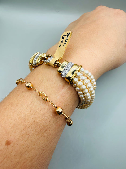 Bracelet vintage Pierre Lang multi-rangs en perles de verre – volume délicat