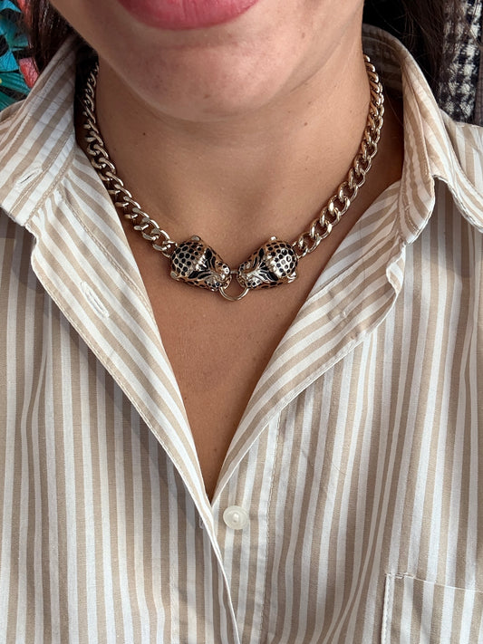 Collier vintage léopards 80s
