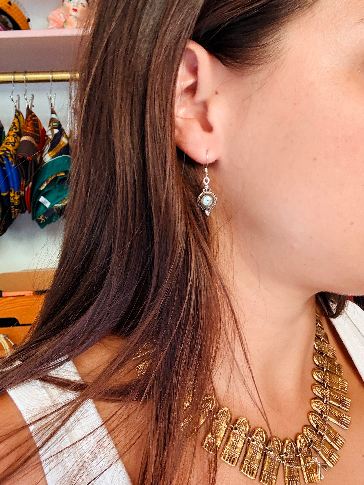 Boucles d’oreilles vintage en argent 925 & nacre