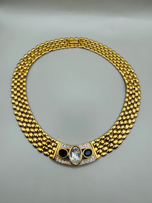 Collier vintage doré multi-rangs – allure joaillerie