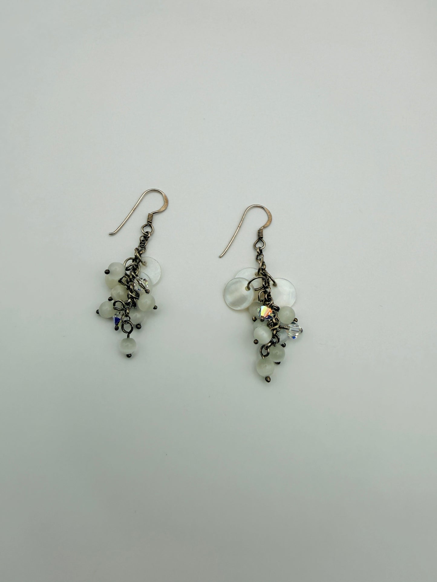 Boucles d’oreilles pendantes vintage argent 925 cristaux