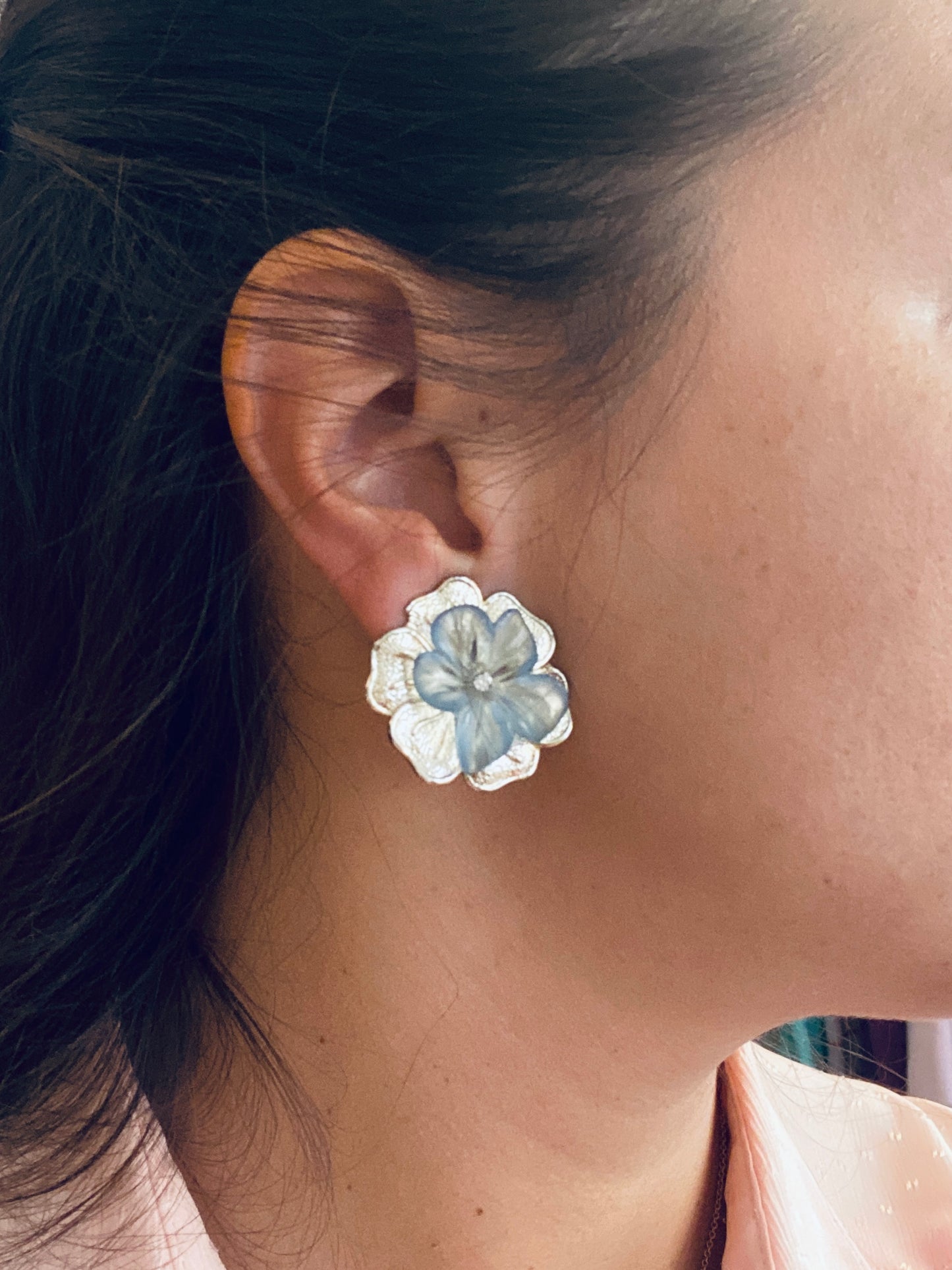 Clips Vintage argentés fleurs