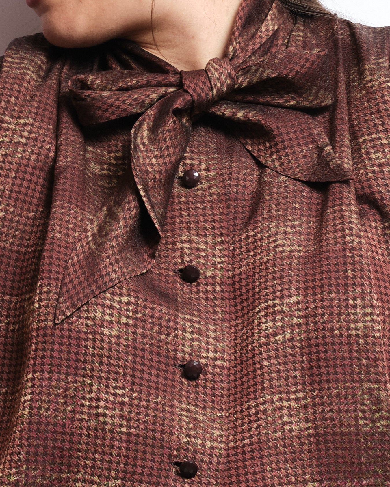 Vintage 70s silk blouse - Valentino fabric, handmade couture piece
