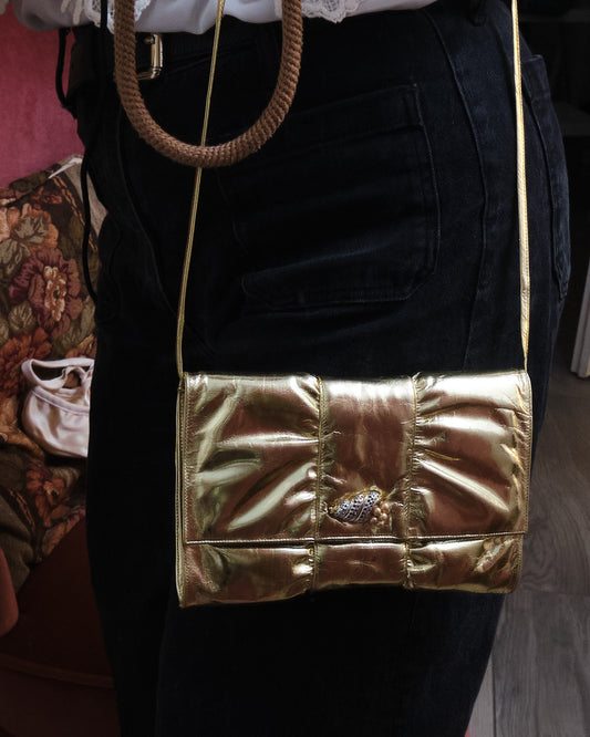 Sac vintage métallisé doré — esprit disco chic années 80