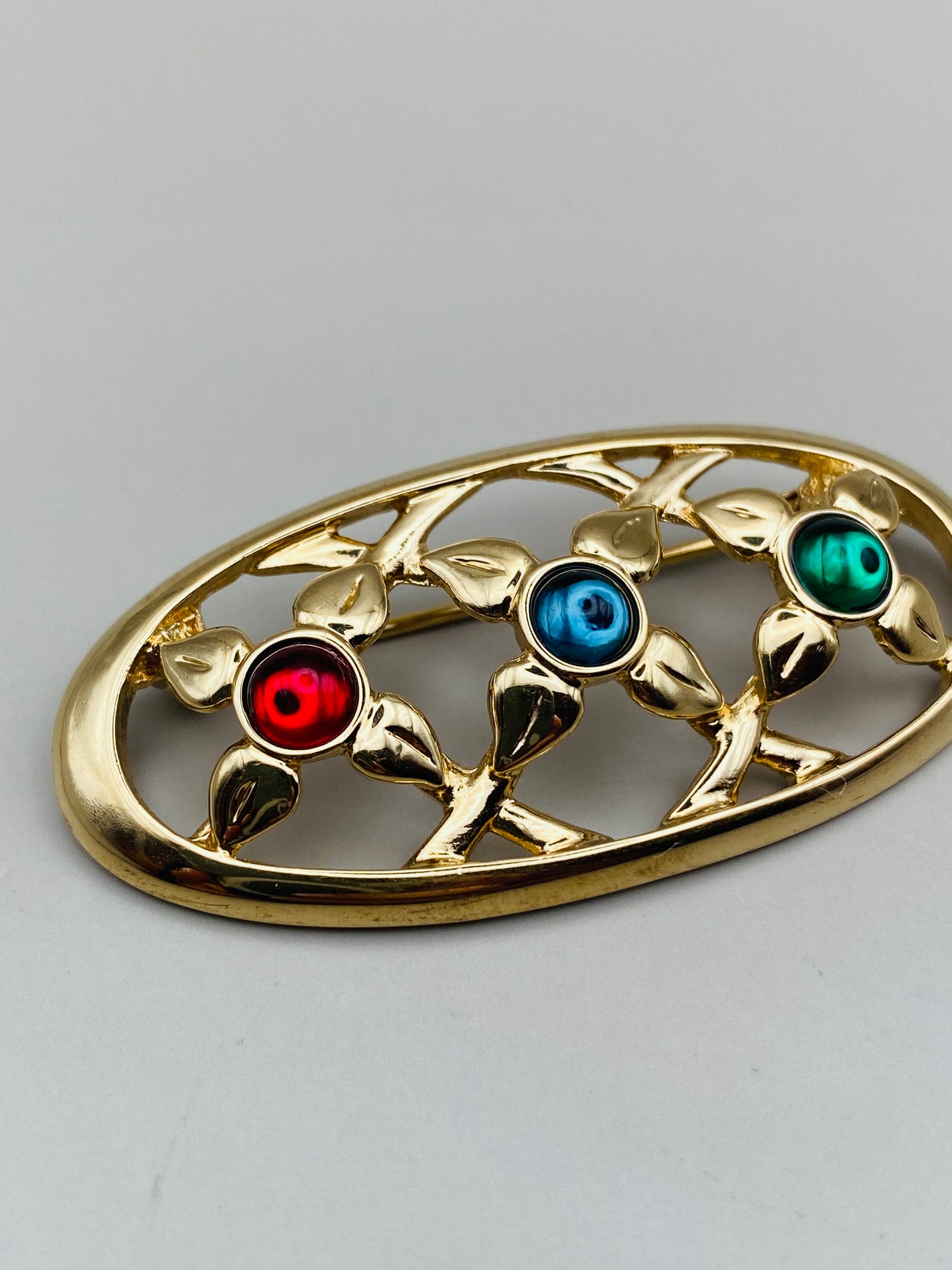 Vintage Pierre Lang brooch – multicolored flowers
