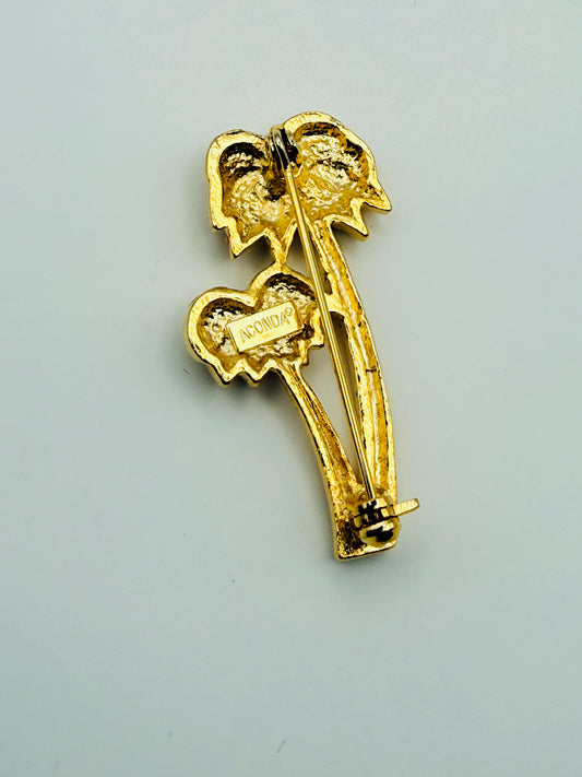 Broche palmiers Acconda vintage strass multicolores