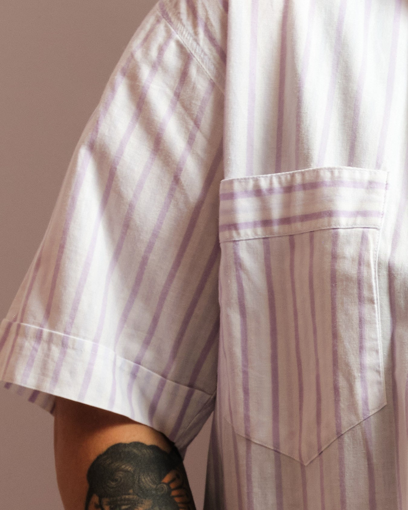 Chemise vintage Aventure by MP — rayures lilas des années 90
