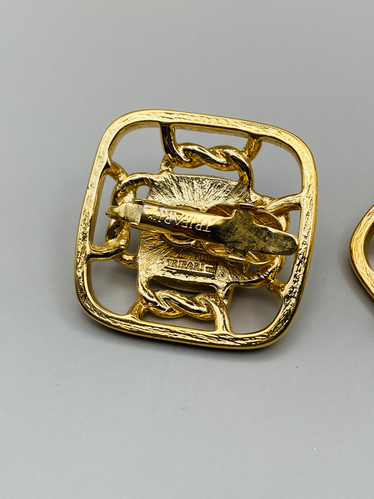 Ensemble vintage Trifari – Collier & boucles d’oreilles, bleu cobalt neuf