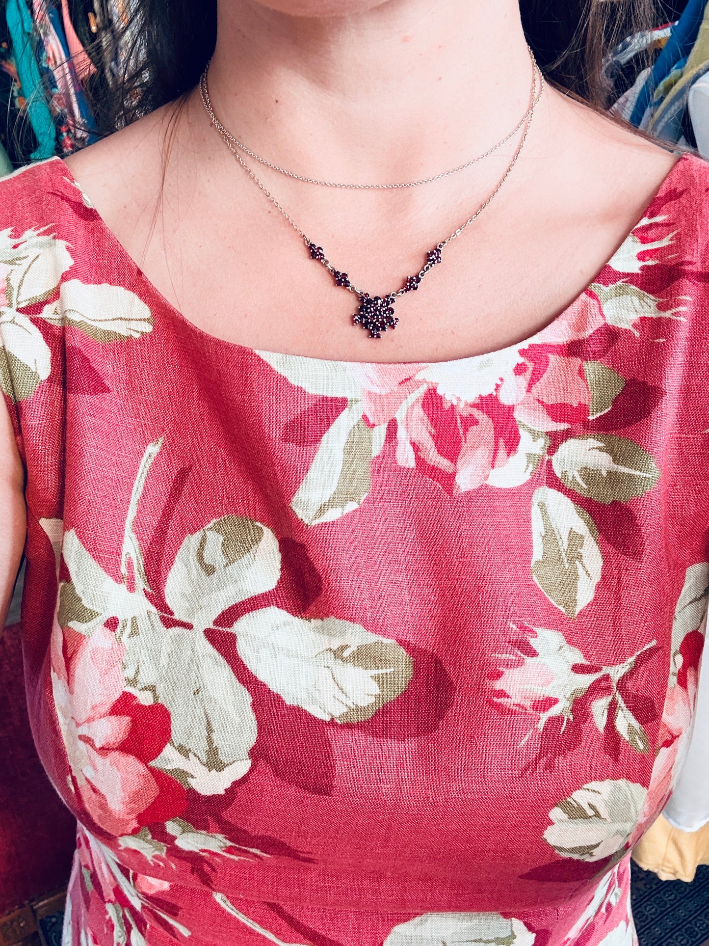 Collier vintage aux grenats rouge profond vermeil