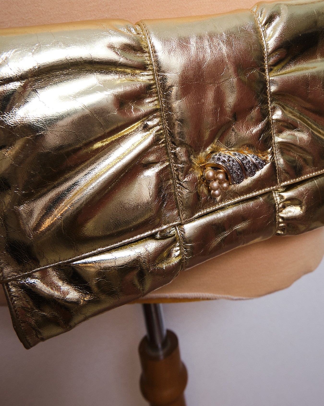 Sac vintage métallisé doré — esprit disco chic années 80