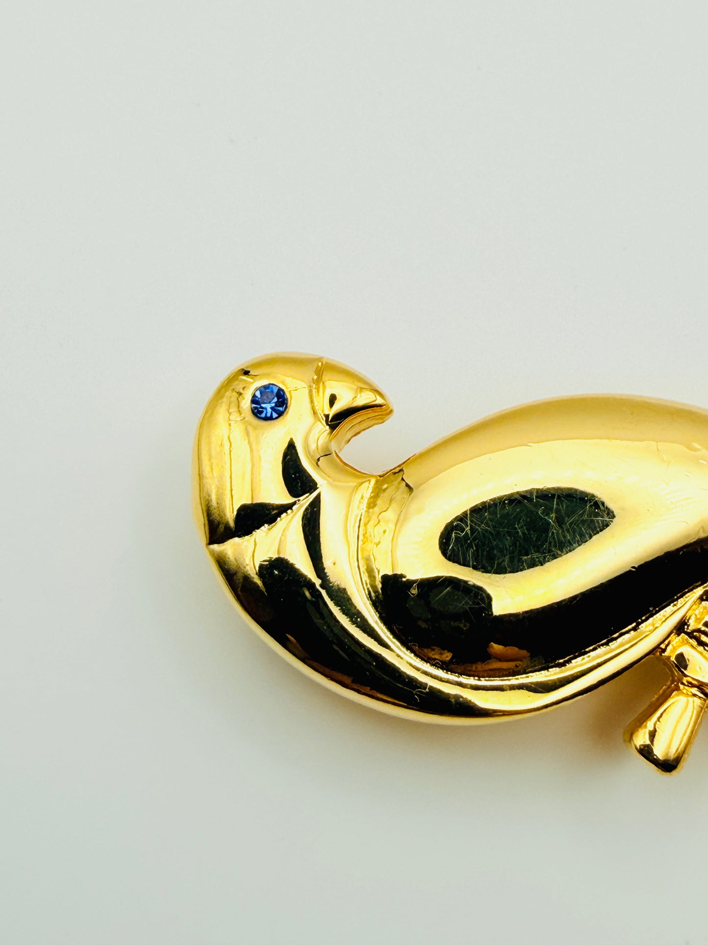 Broche perroquet doré vintage