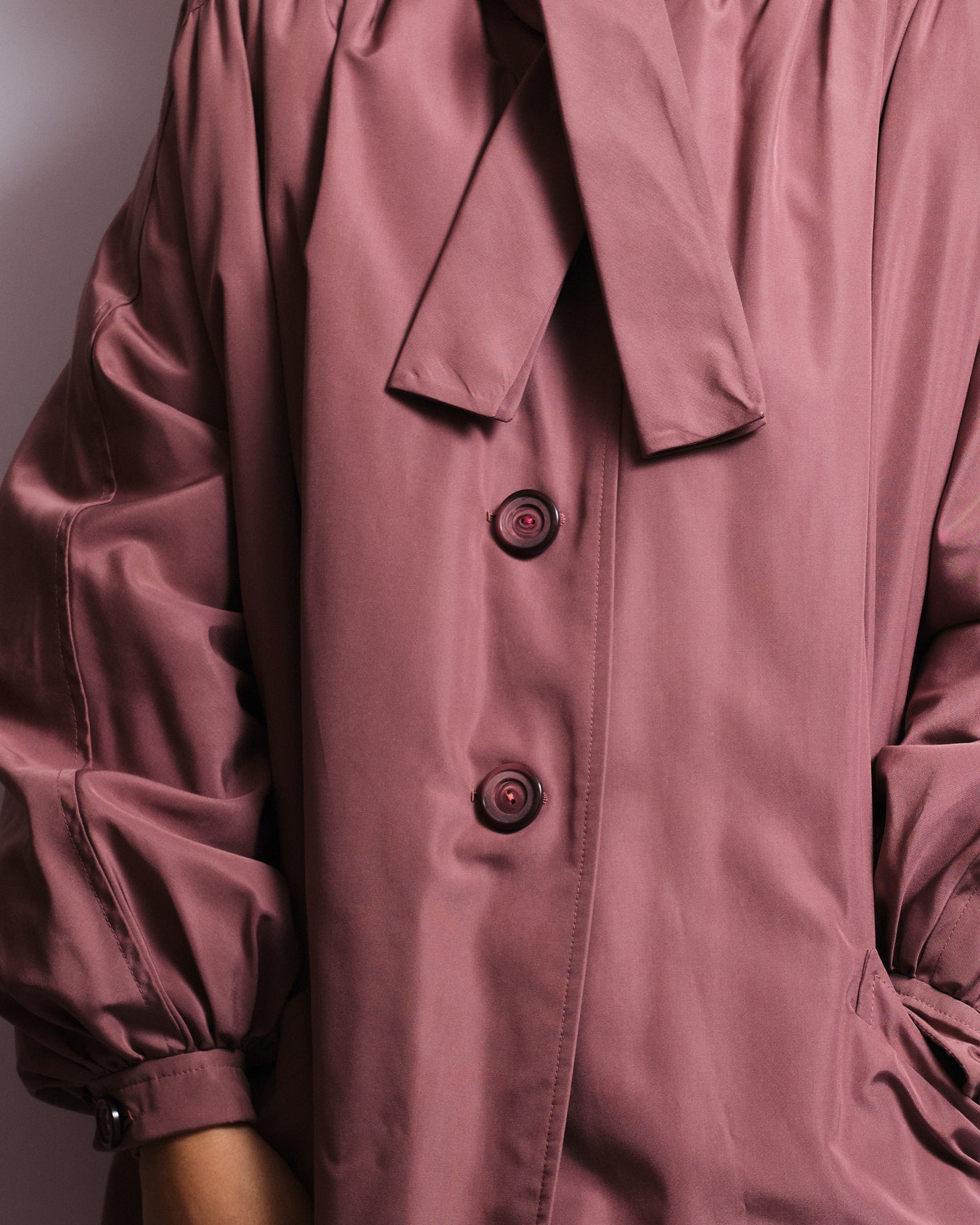 Manteau fluide rose antique – Manches bouffantes – Années 80