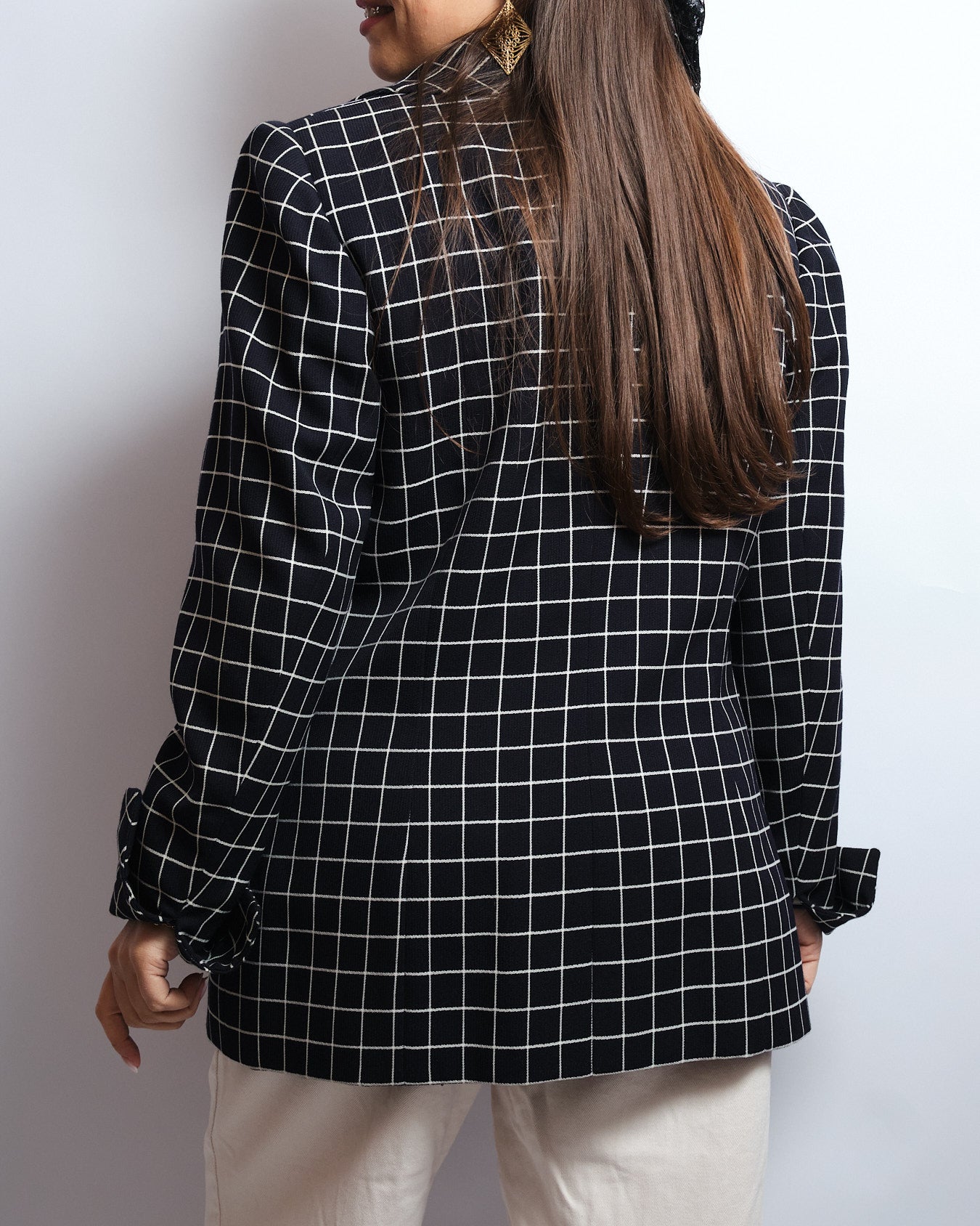 Blazer vintage à carreaux – fait main, années 80 / 90