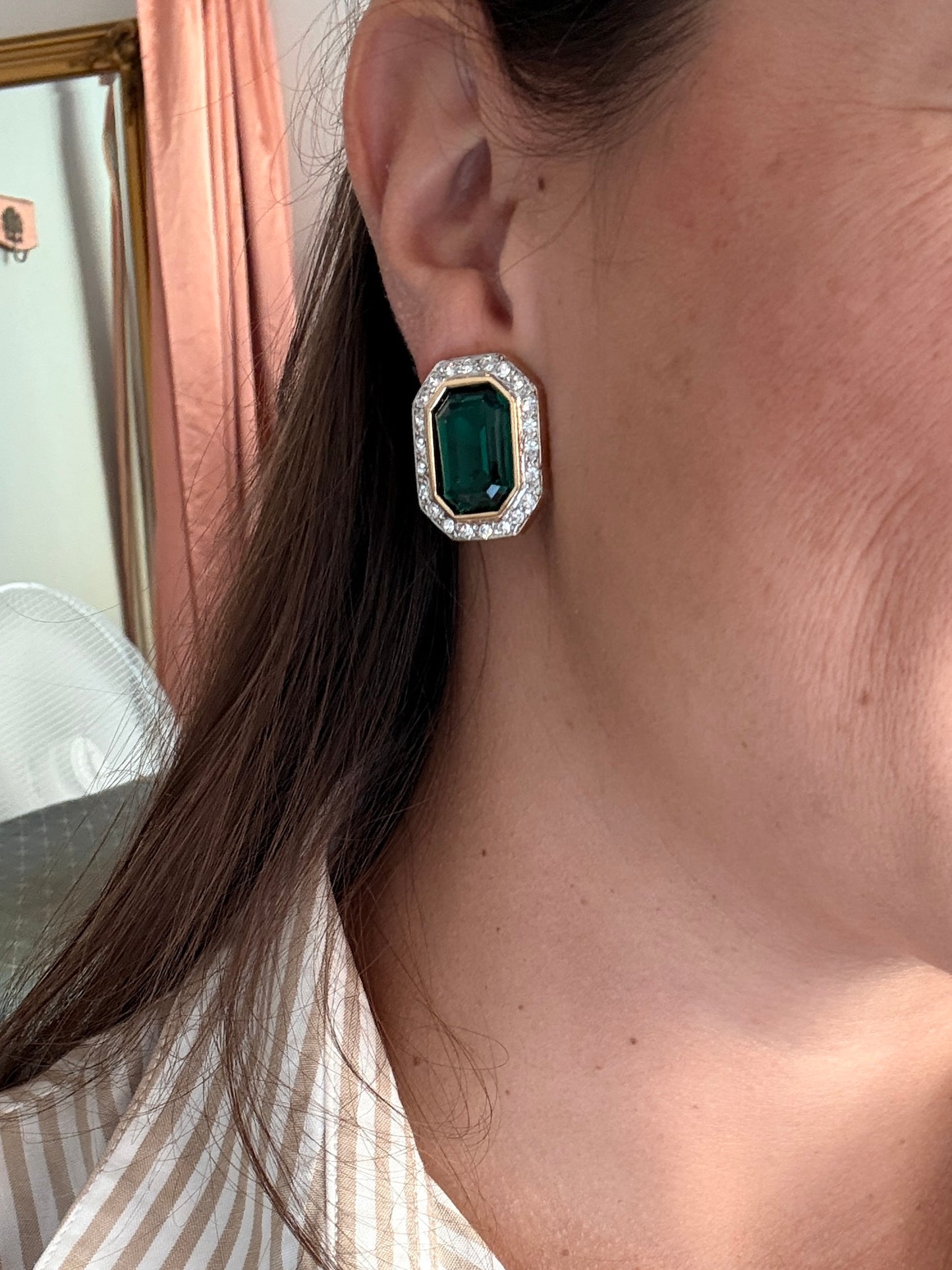 Boucles d’oreilles vintage vert émeraude
