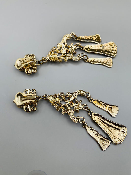 Clips Vintage pendants dorés style baroque