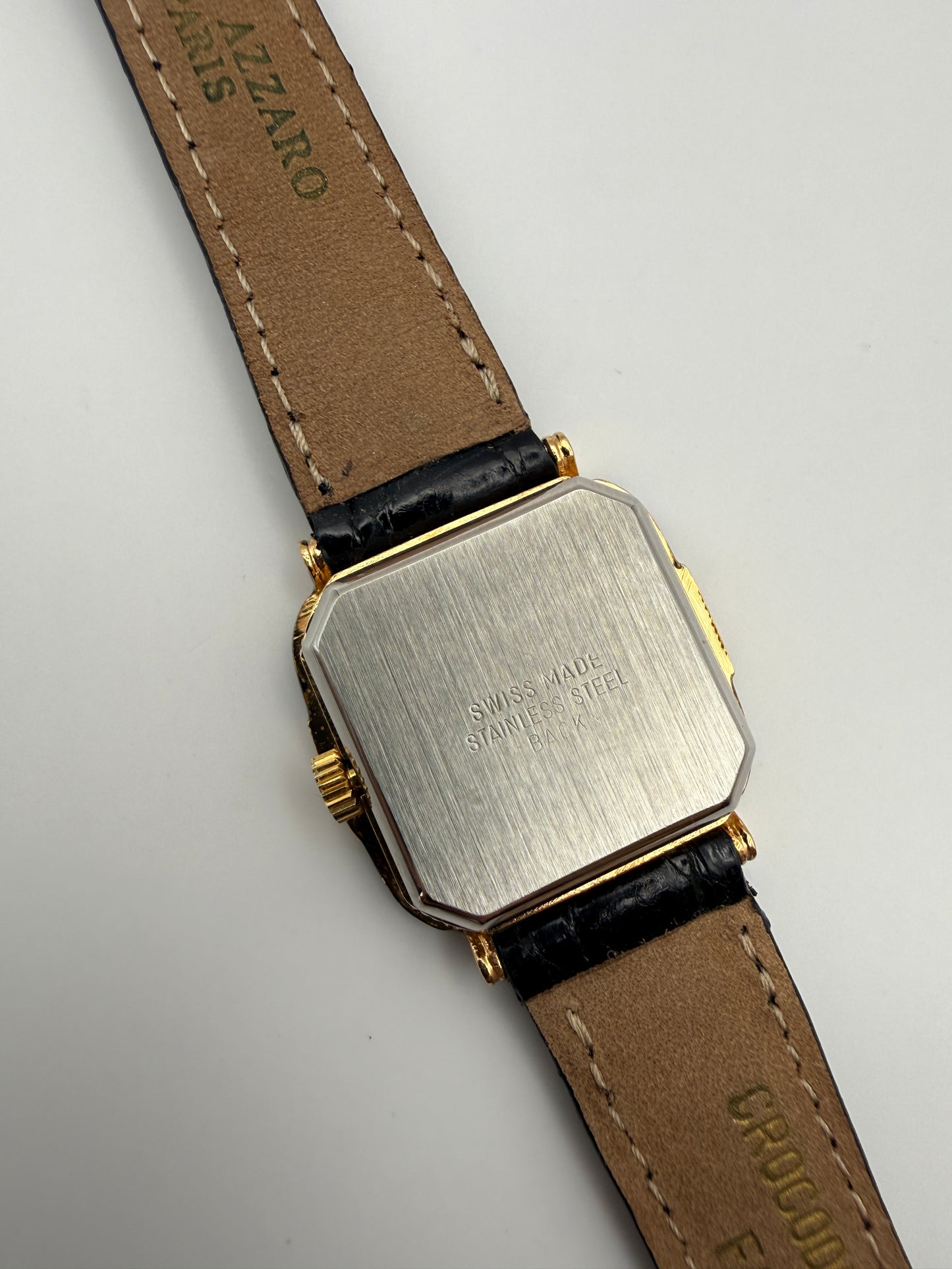 Montre Vintage Restel Swiss – bracelet Loris Azzaro crocodile véritable