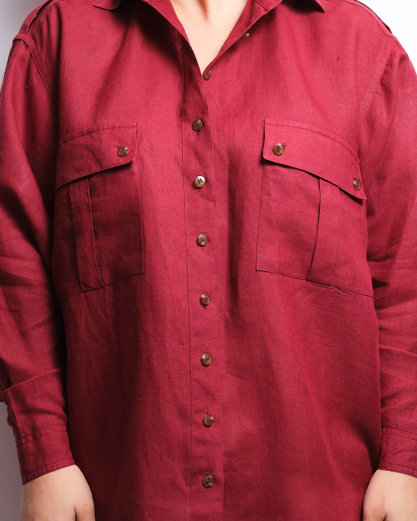 Chemisier vintage en lin H&M – lie de vin, coupe oversize 90s