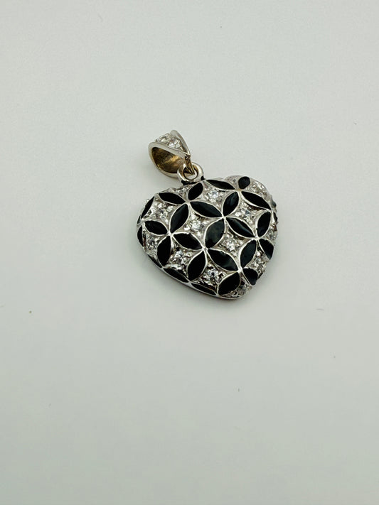 Pendentif vintage cœur en or blanc 750 18k