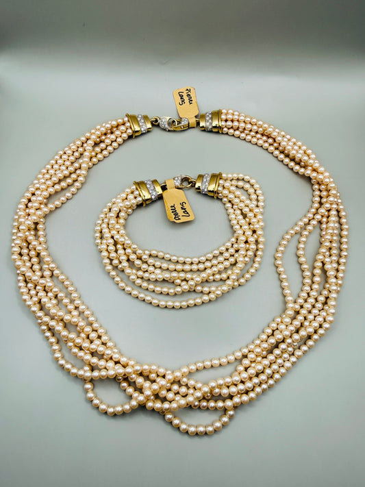 Collier multi-rangs PIERRE LANG en perles de verre – élégance intemporelle