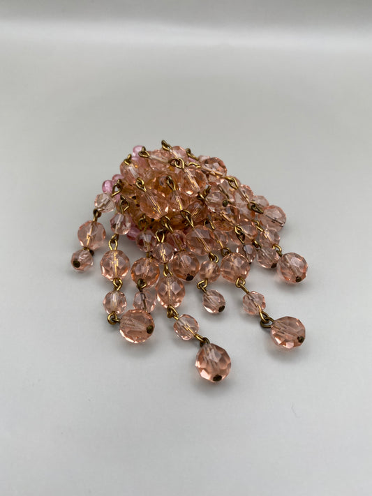 Broche en métal déco verre rose