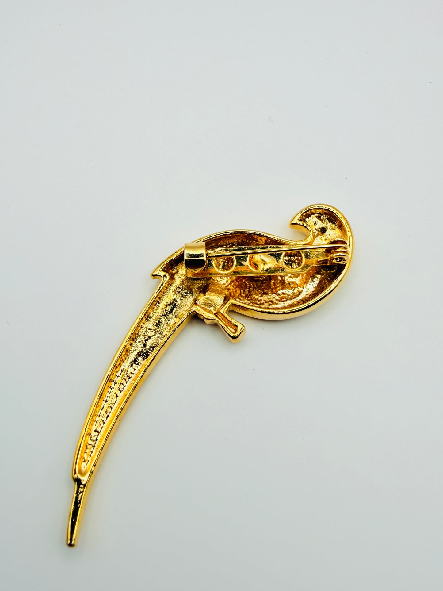 Broche perroquet doré vintage