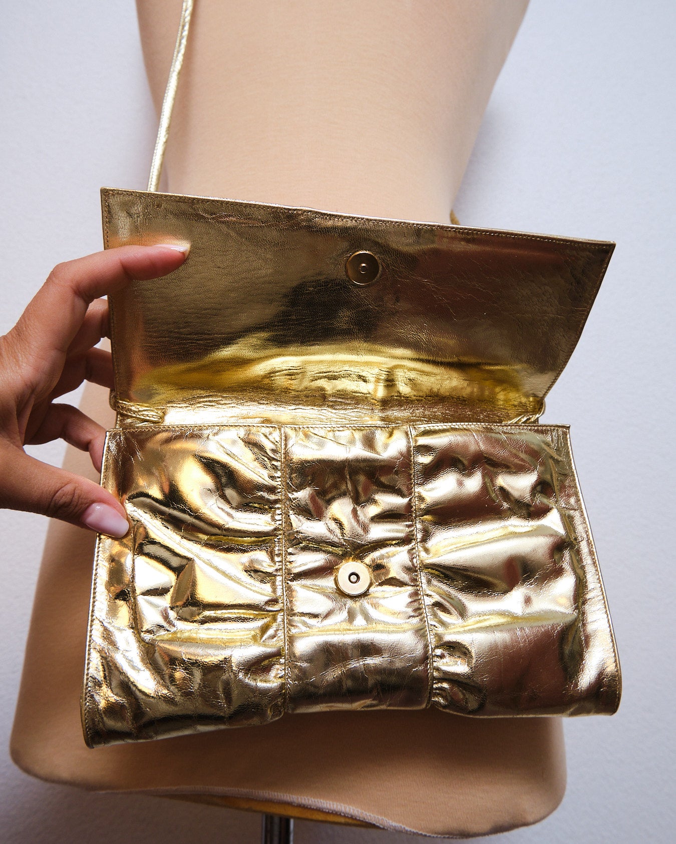 Sac vintage métallisé doré — esprit disco chic années 80