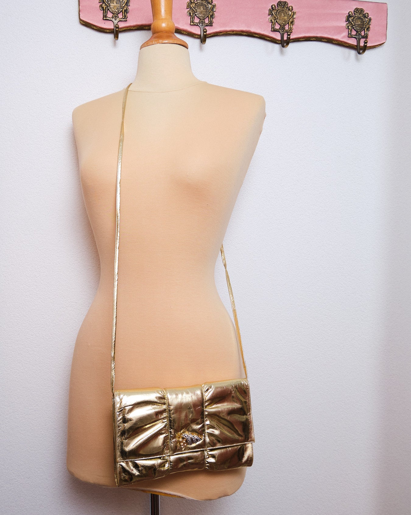 Sac vintage métallisé doré — esprit disco chic années 80