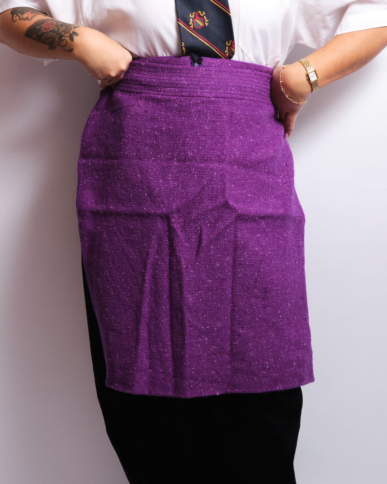 Veste en laine violette – Boutons dorés tressés – Années 80