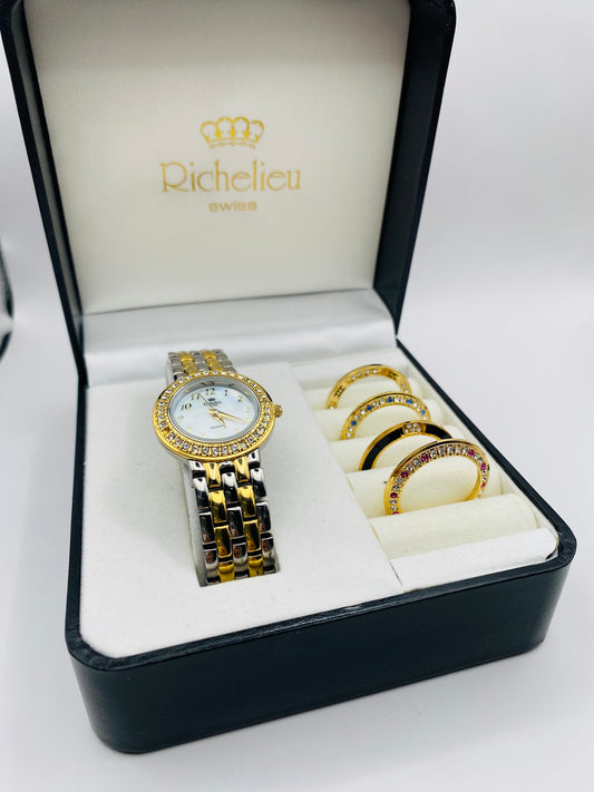 Richelieu Swiss – Montre bijou & bagues interchangeables