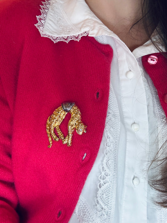 Broche Vintage Félin Doré — Esprit Couture (années 80)