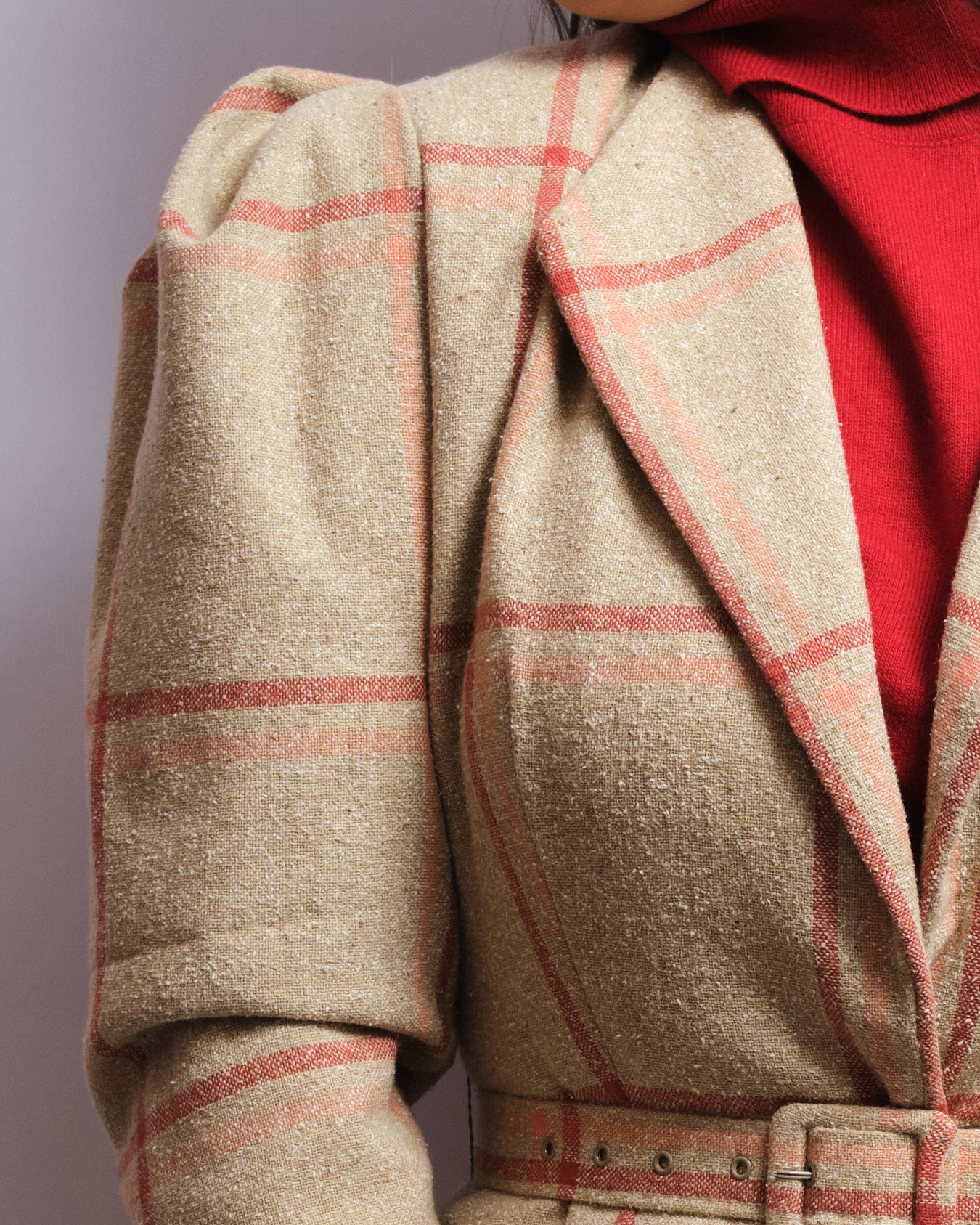 Tailleur jupe vintage en soie sauvage – fait main, années 70