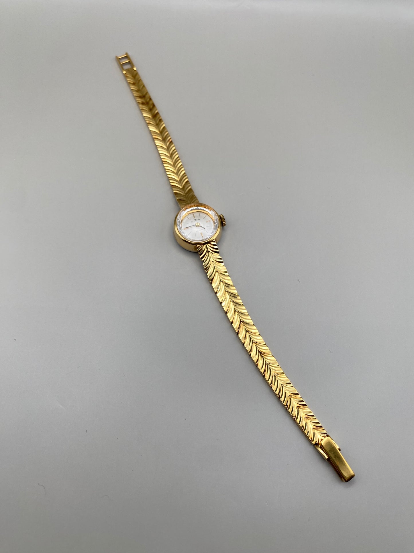 Montre Fortis vintage 50s – montre-bijou à bracelet chevrons (laqué or)