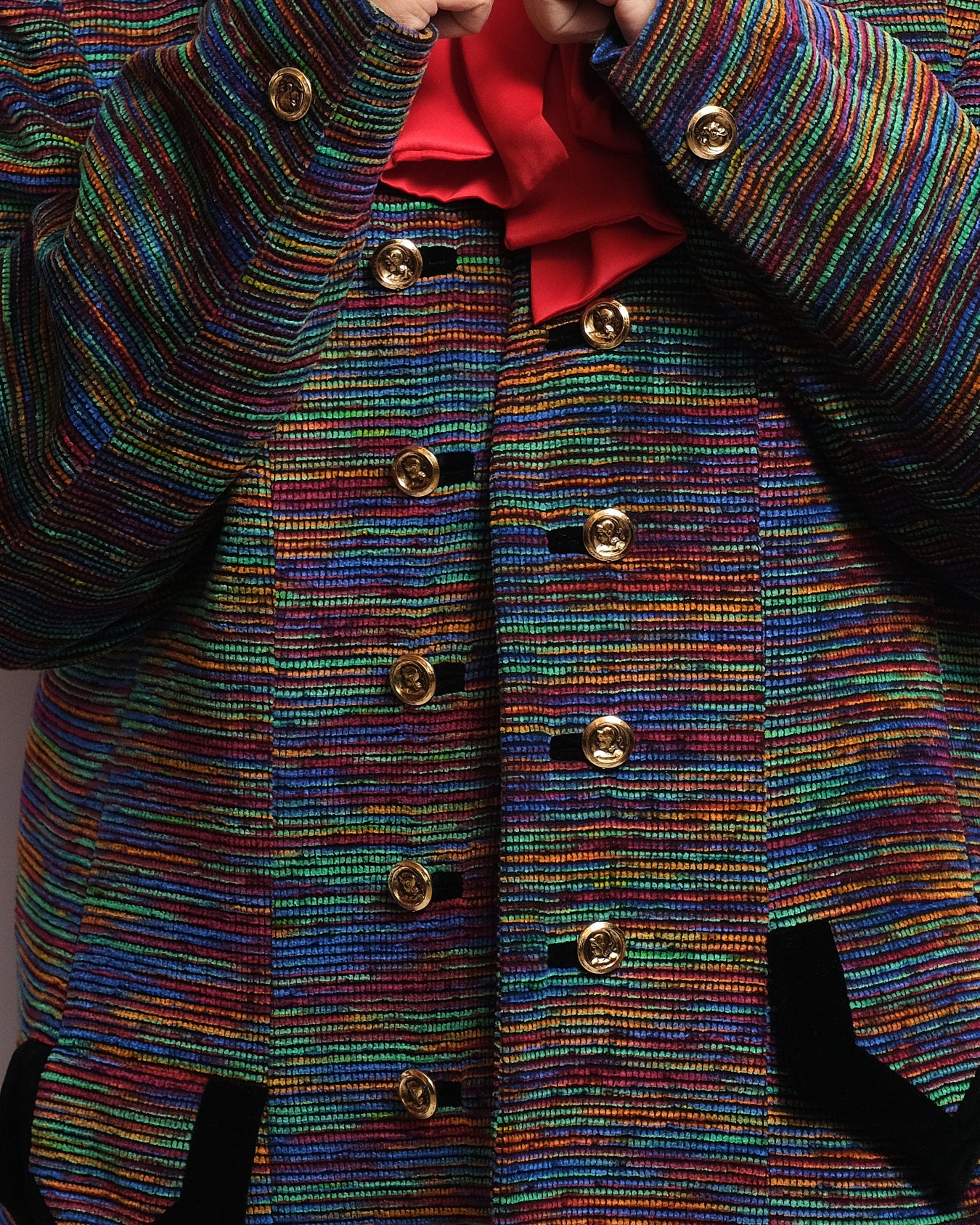 Blazer vintage Nathalie Molho Paris – Made in France – Multicolore & velours noir