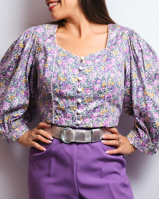 Crop-top Vintage 80s upcyclé