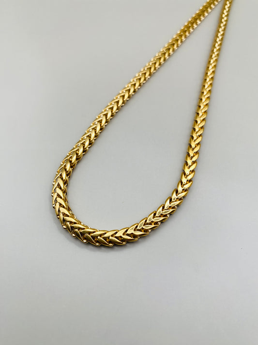 Collier Pierre Lang vintage – longue chaîne maille torsadée dorée